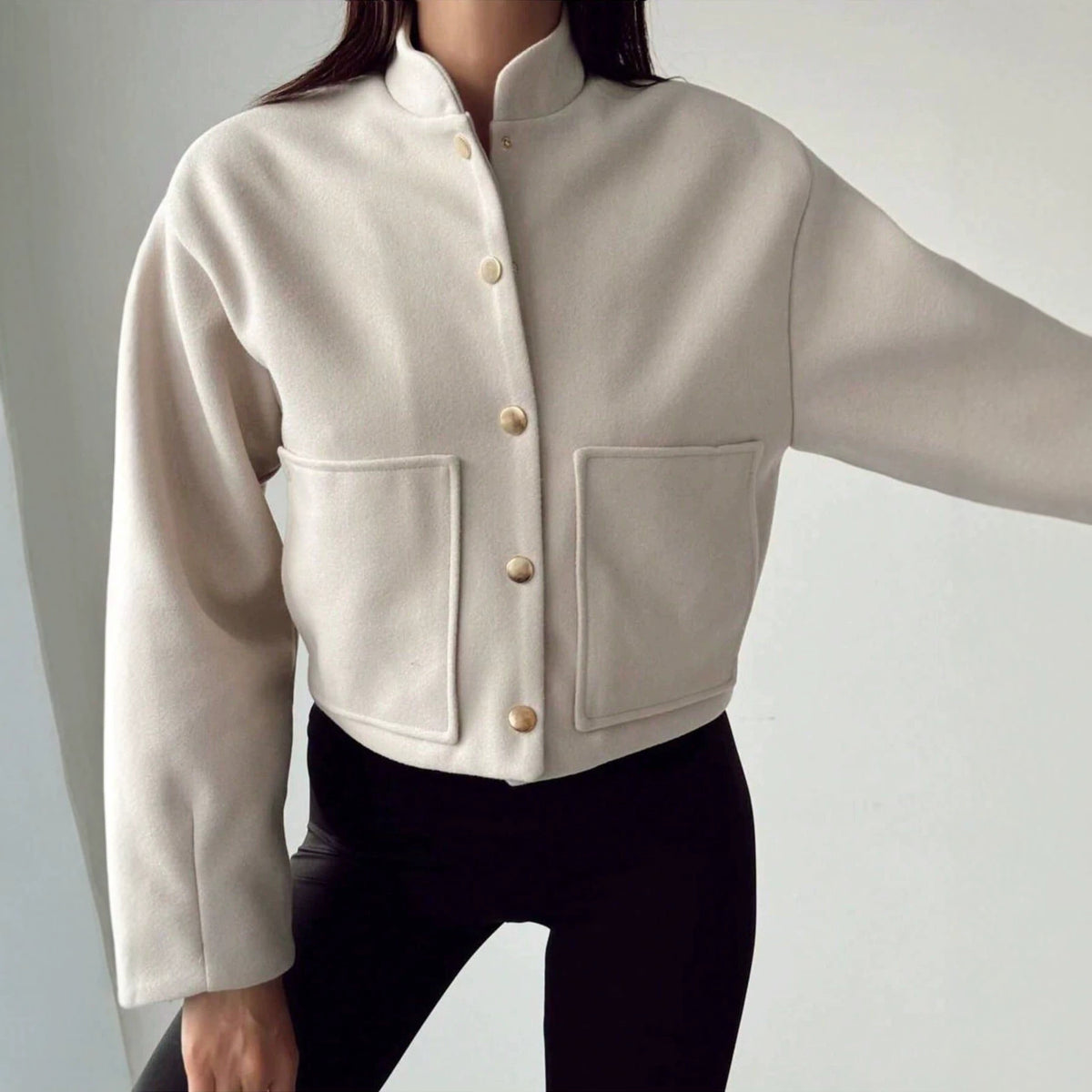 Single-Breasted Loose Jacket Top - Simple and Casual