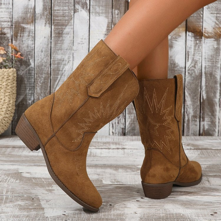 Women's Cowboy Ankle Boots – Western Block Heel Everyday Style