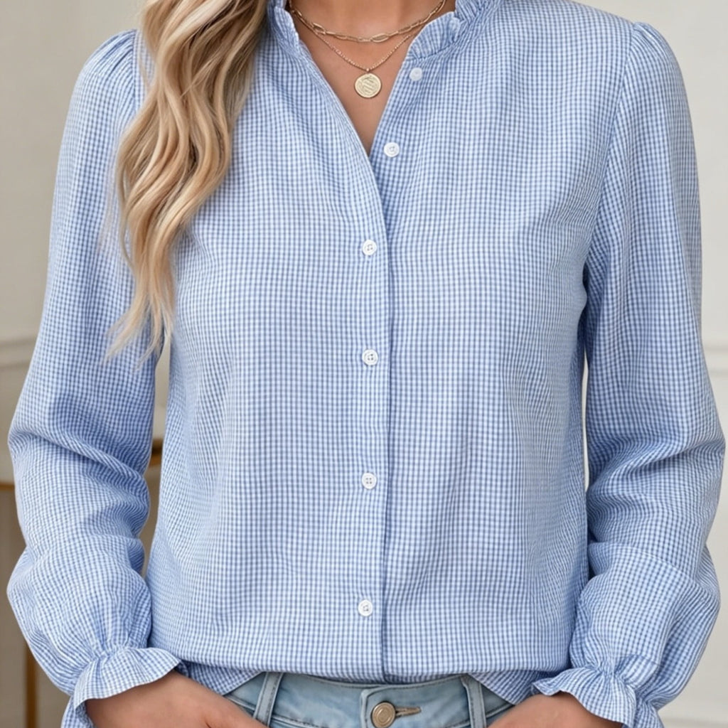 Women's Plaid Long-Sleeve Shirt - Simple and Cozy
