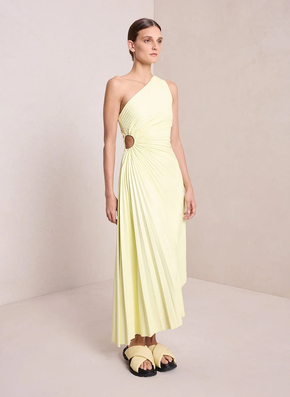 Women's One Shoulder Pleated Maxi Dress - Elegant Occasion Dress