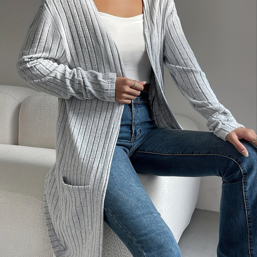 Women’s Ribbed Open Front Cardigan – Lightweight Versatile Layer