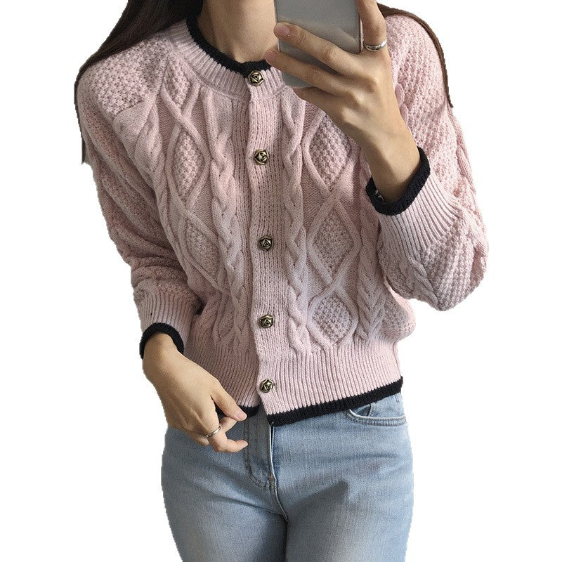 Color-Block Button-Up Cardigan - Soft and Trendy