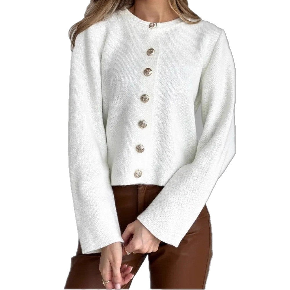 Women's Button Front Knit Cardigan - Soft Minimal Everyday Layer