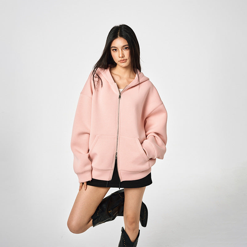 Unisex Retro Oversized Hoodie – Loose Casual Zip-Up Sweatshirt