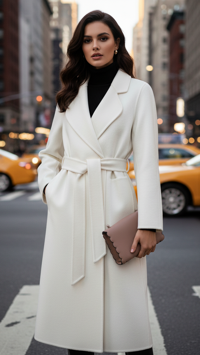 Women’s Classic Belted Wrap Coat – Timeless Elegant Winter Style