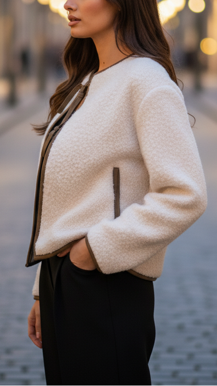 Women’s Textured Tie-Front Cropped Jacket – Chic Lightweight Layering Style