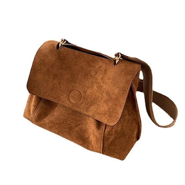 Suede Crossbody Messenger Bag - Roomy and Adjustable