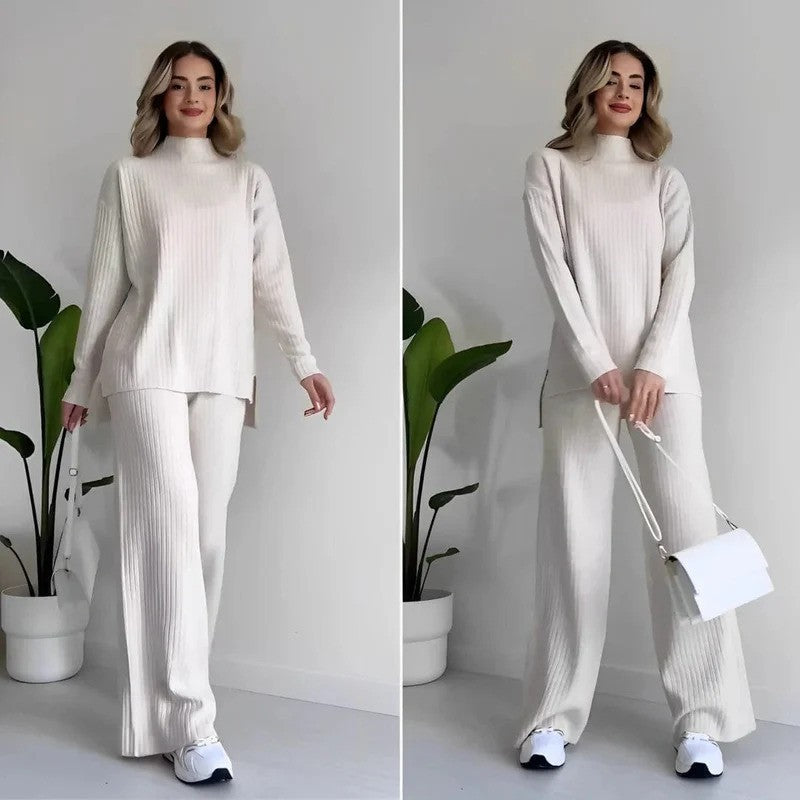 Women’s Turtleneck Top & Trousers Set – Cozy Matching Autumn Casual Style