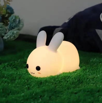 Silicone Rabbit LED Night Light – Cartoon Dimmable Lamp USB Rechargeable for Kids