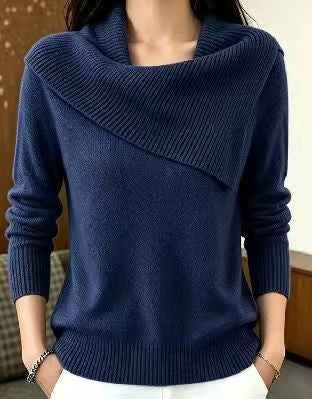 Women's Relaxed Fit Lapel Sweater - Soft Everyday Cozy Knit