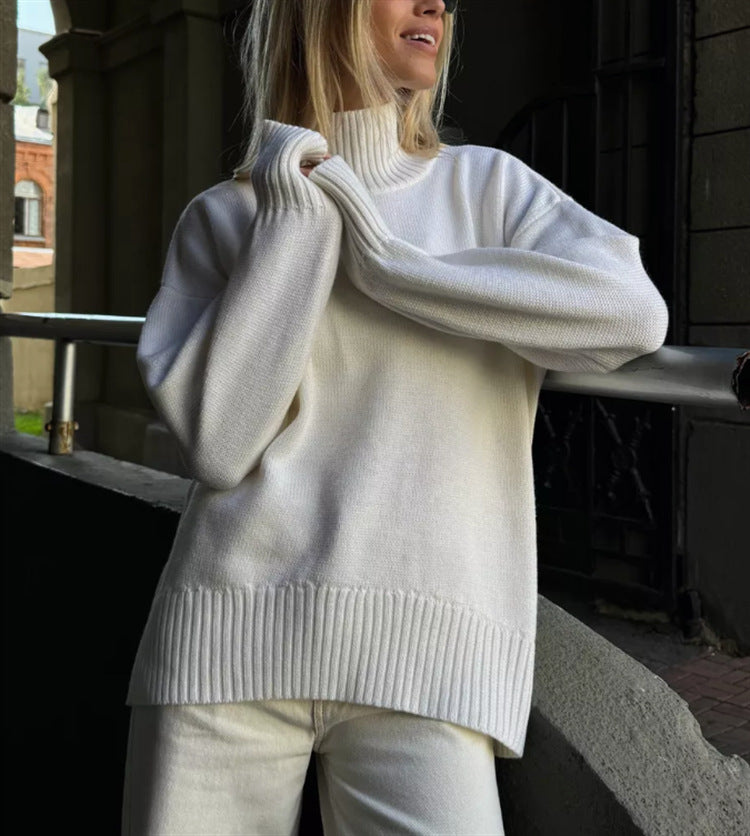 Women’s Casual Cozy Turtleneck Sweater – Relaxed-Fit Pullover Knitwear