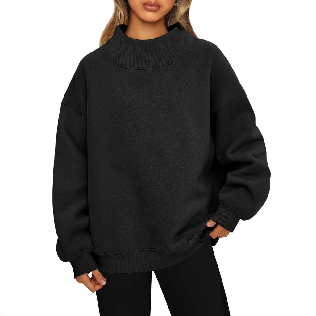Women’s Relaxed-Fit Mock Neck Sweatshirt – Cozy Casual Pullover Style