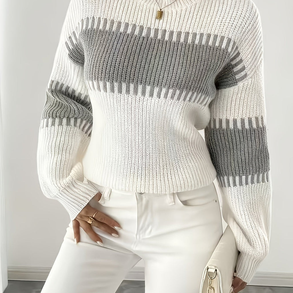Women’s Colorblock Striped Sweater – Soft Casual Knit