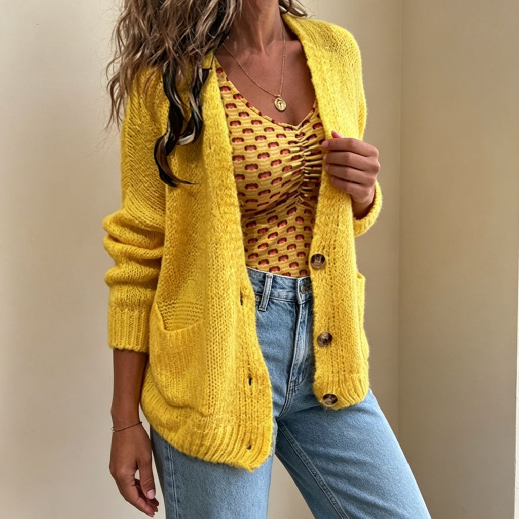 Women’s Loose-Fit Knit Cardigan – Cozy Casual Layering Outerwear Style
