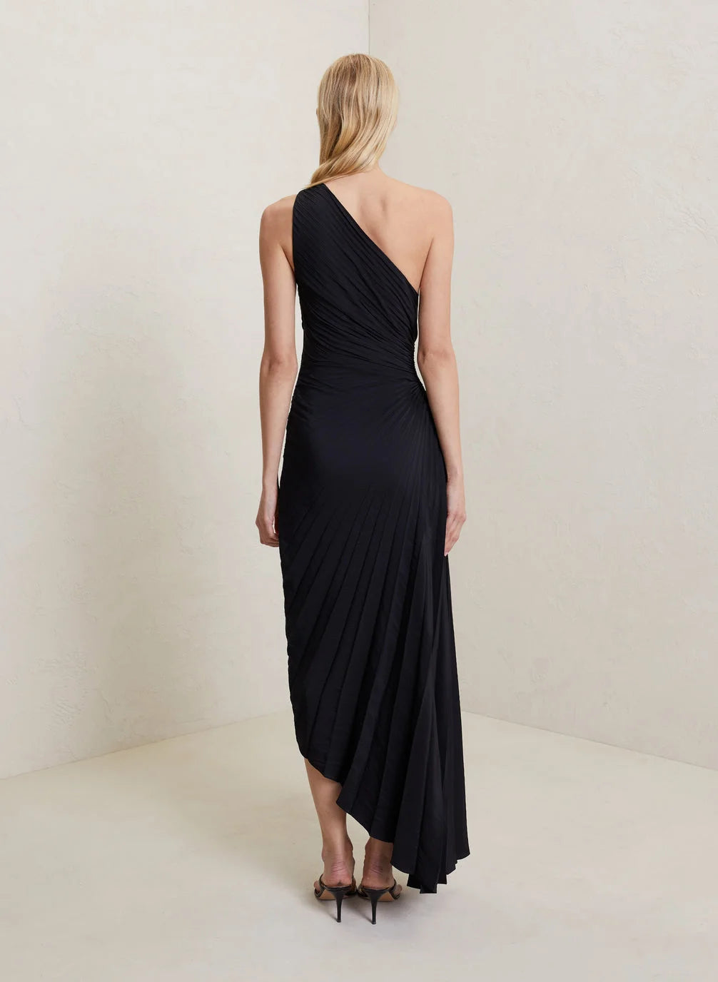 Women's One Shoulder Pleated Maxi Dress - Elegant Occasion Dress