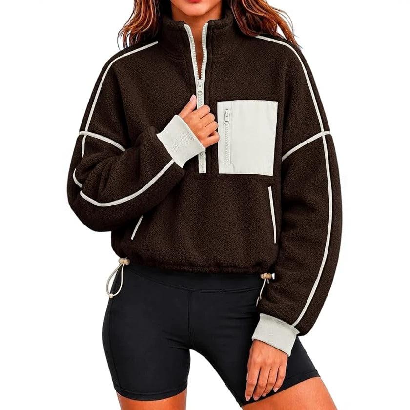 Cropped Drawstring Sweatshirt - Casual and Modern