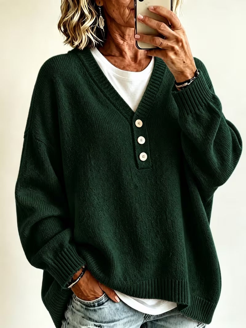 Women’s Solid Color Casual Sweater – Soft Cozy Everyday Style