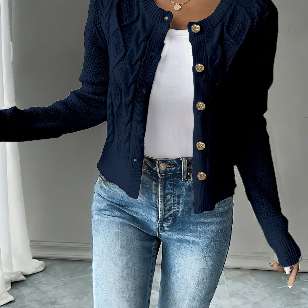 Cable-Knit Button Cardigan - Elegant and Cozy
