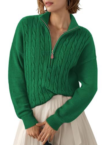 Retro Half-Zip Sweater Top - Loose and Casual