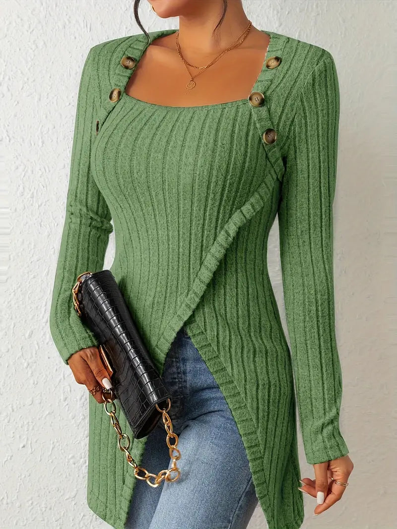 Women's One Shoulder Ribbed Top - Fitted Modern Daywear Essential