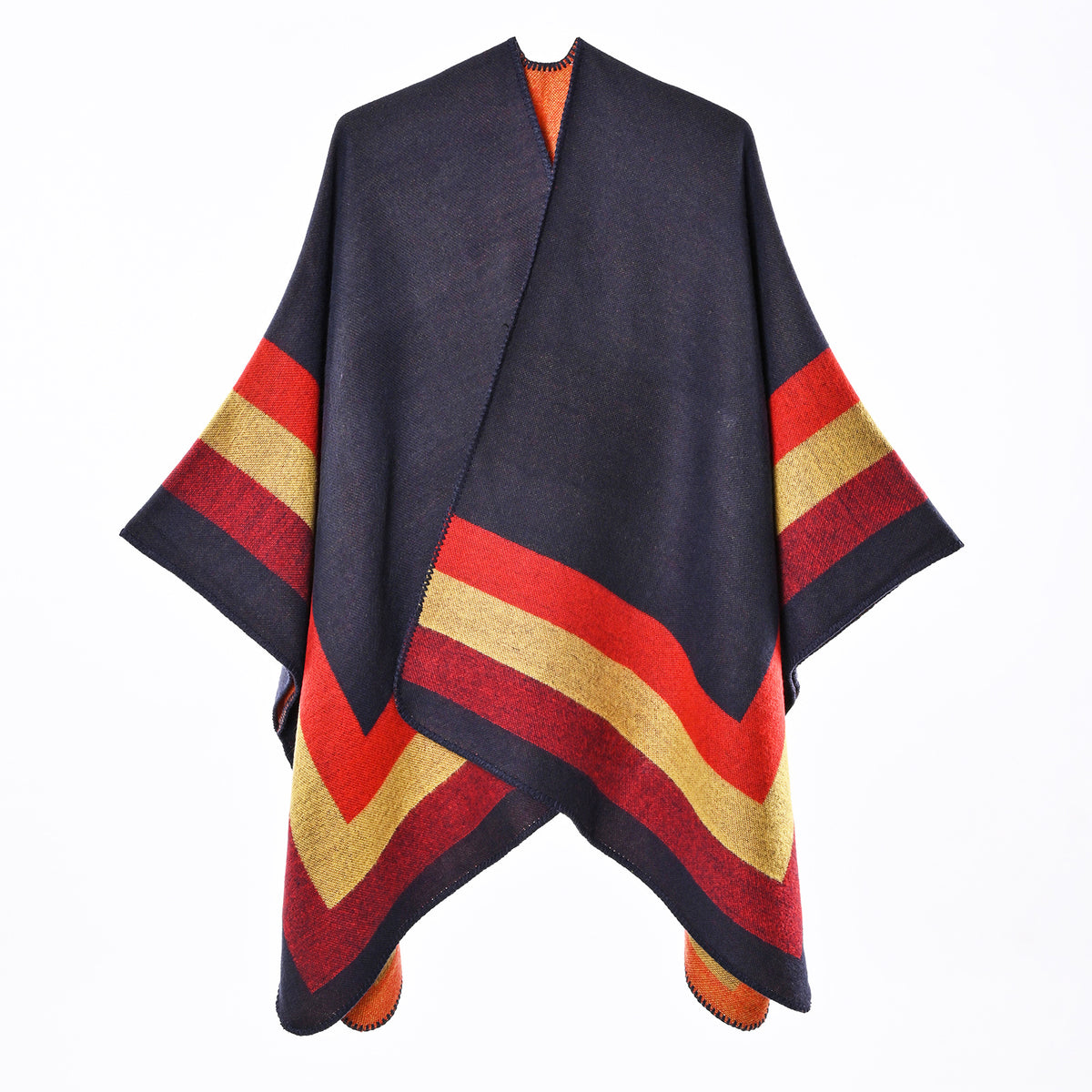 Women's Jacquard Cashmere-Feel Poncho - Chic and Cozy