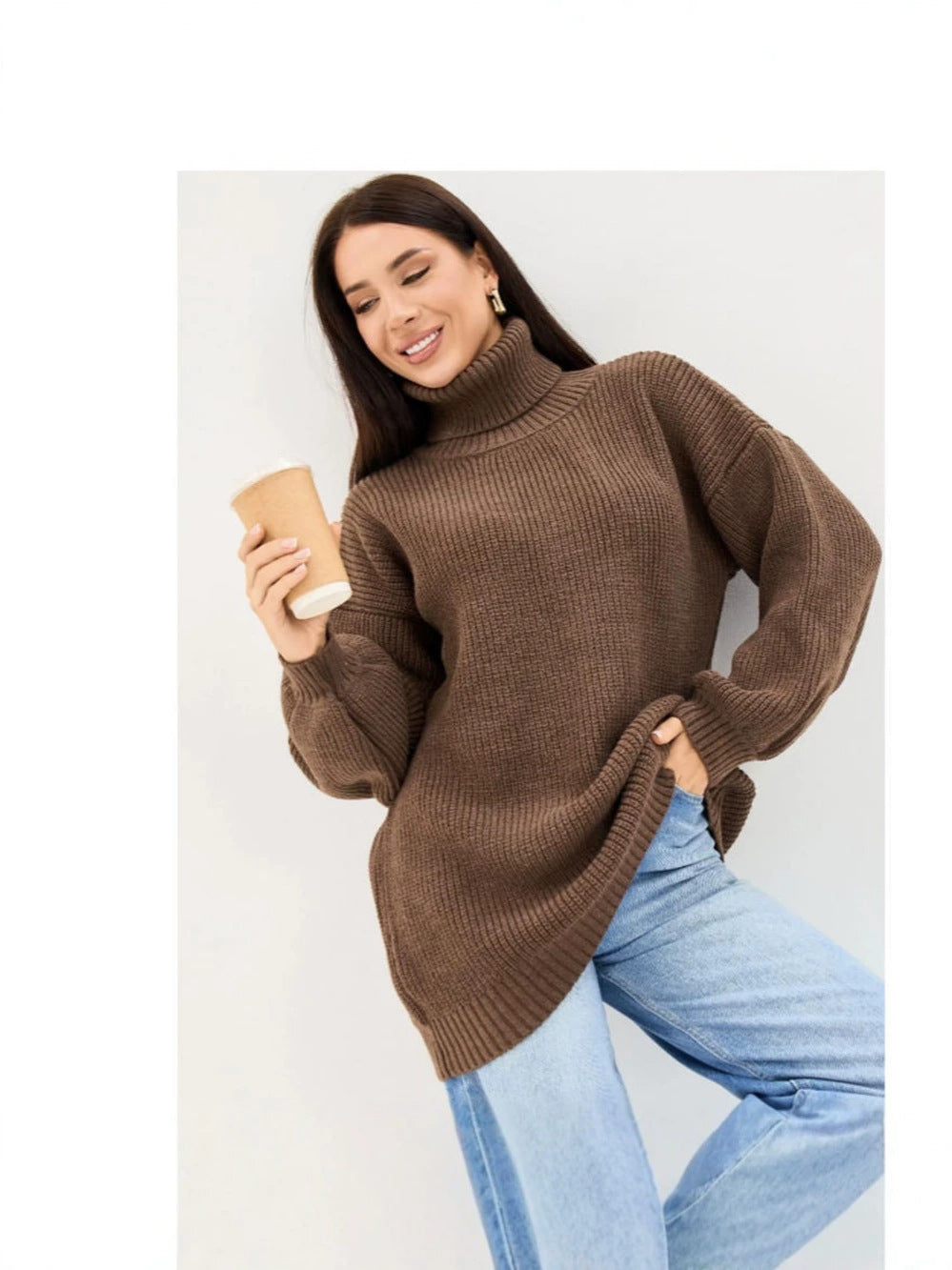 Turtleneck Knit Top - Warm and Fashionable