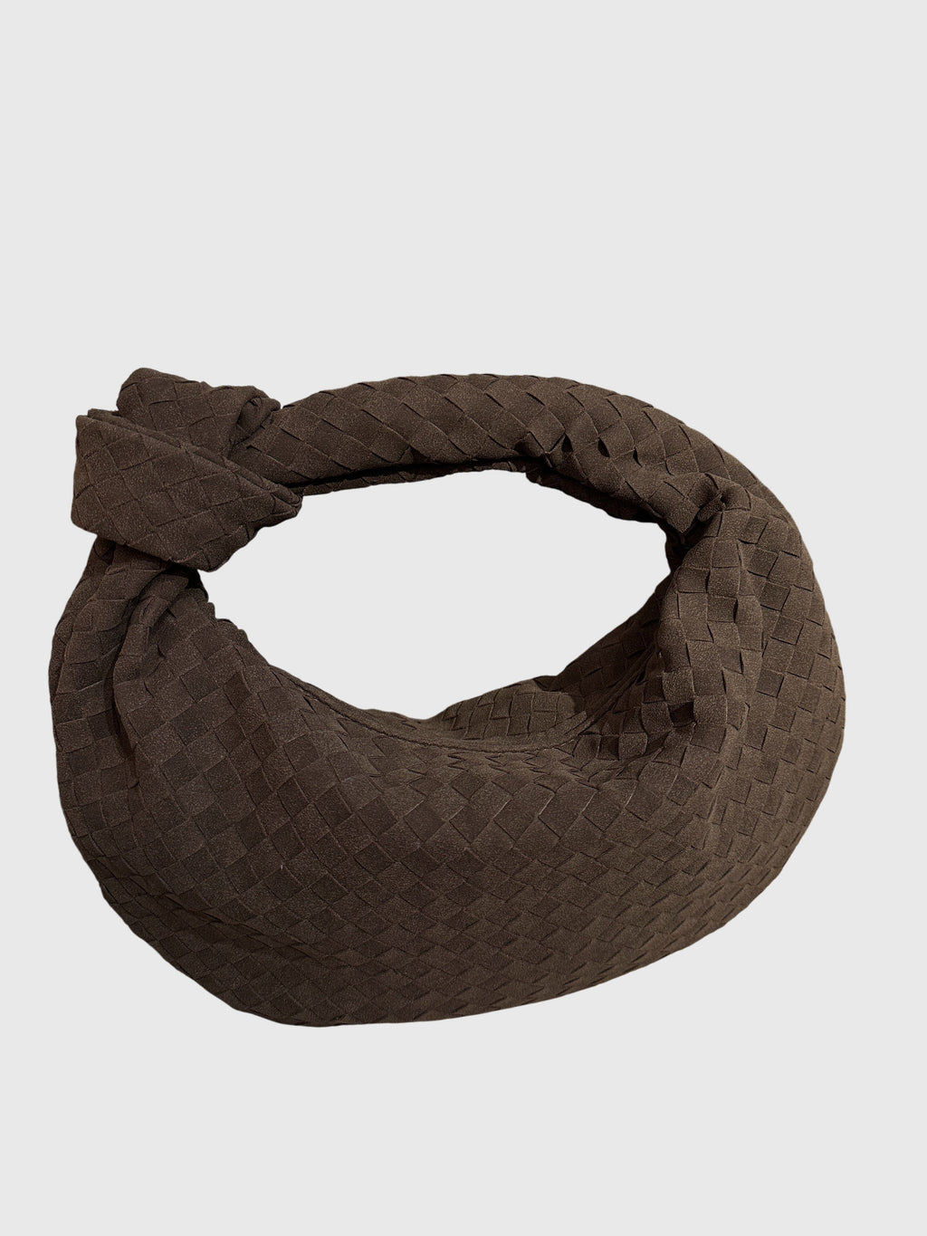 Women’s Medium Suede Woven Bag – Elegant Knotted Chic Style