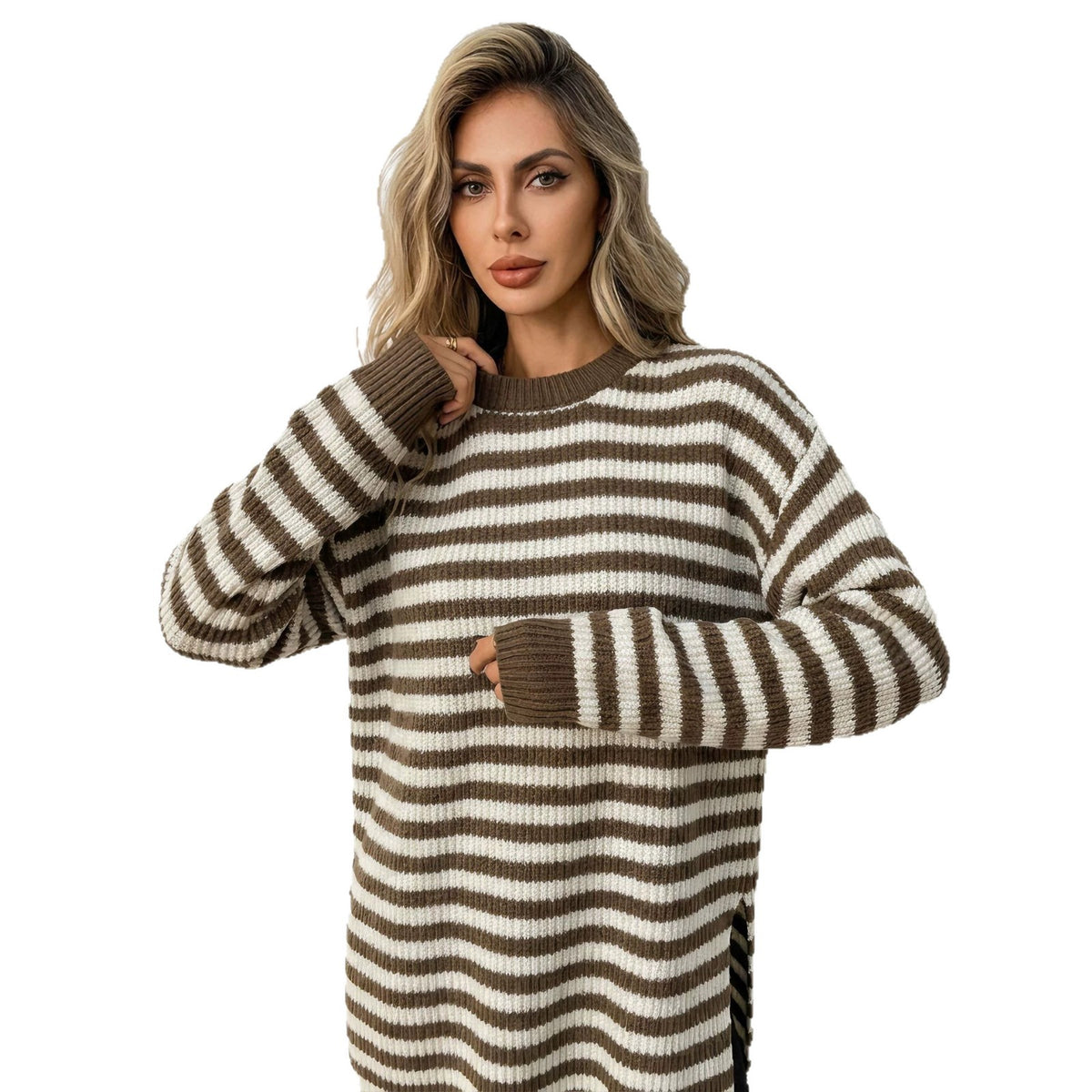 Striped Drop-Shoulder Sweater - Soft and Casual