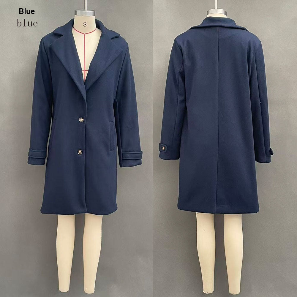 Retro Mid-Length Lapel Coat - Casual and Chic