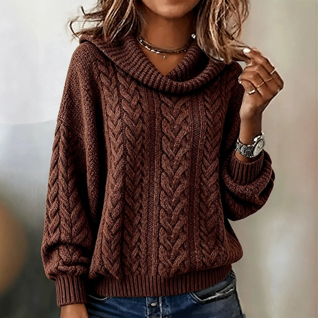 Retro Cable-Knit Turtleneck Sweater - Soft and Cozy