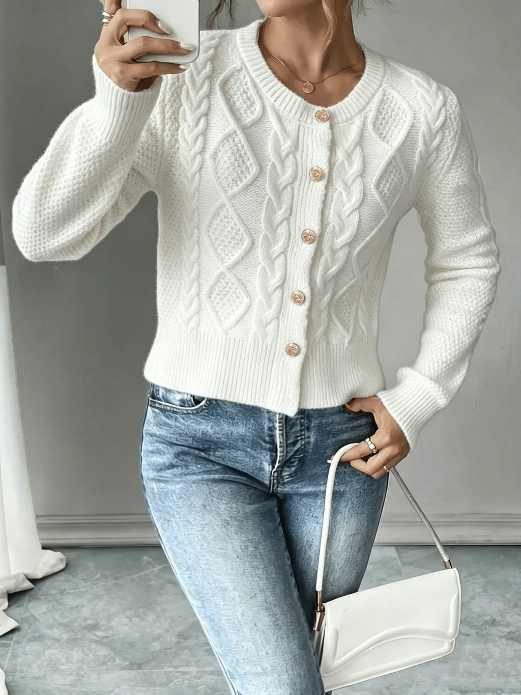 Cable-Knit Button Cardigan - Elegant and Cozy