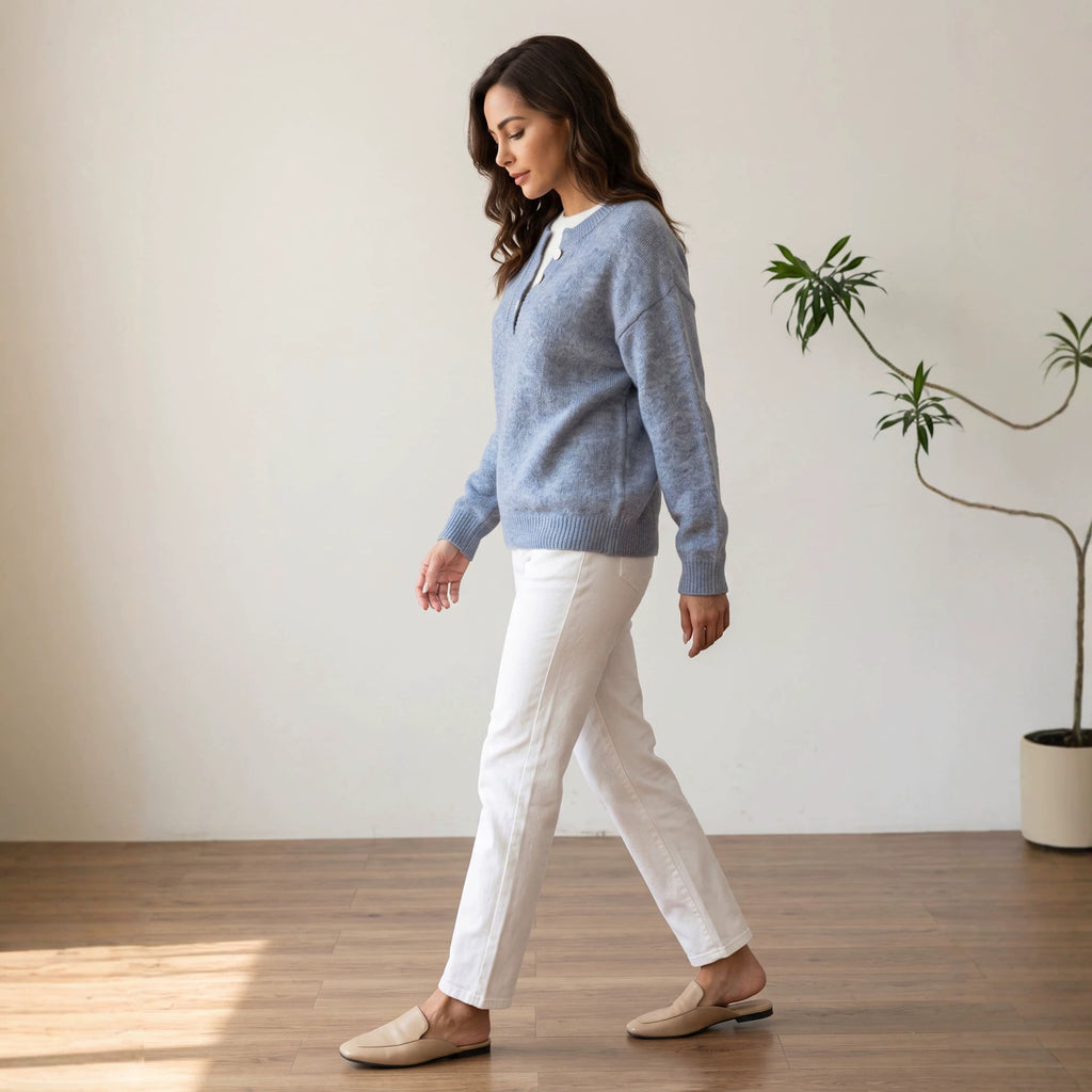 Faux Two-Piece Half-Zip Sweater - Modern and Cozy