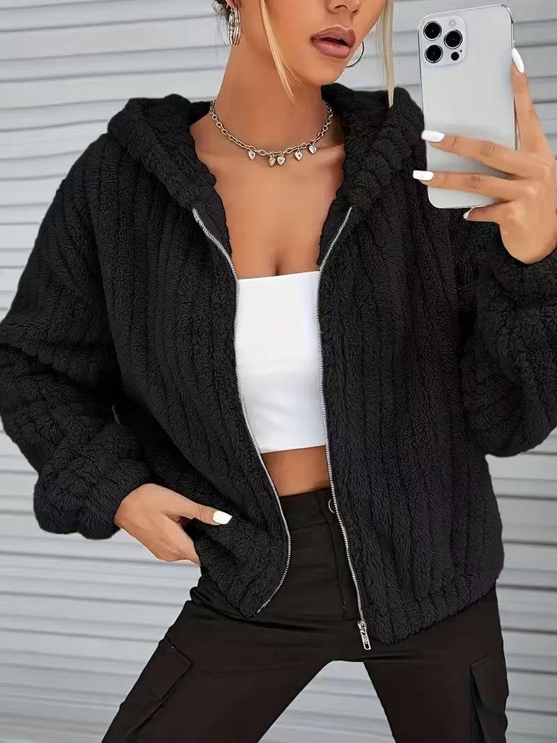 Plush Zip Cardigan Jacket - Warm and Playful