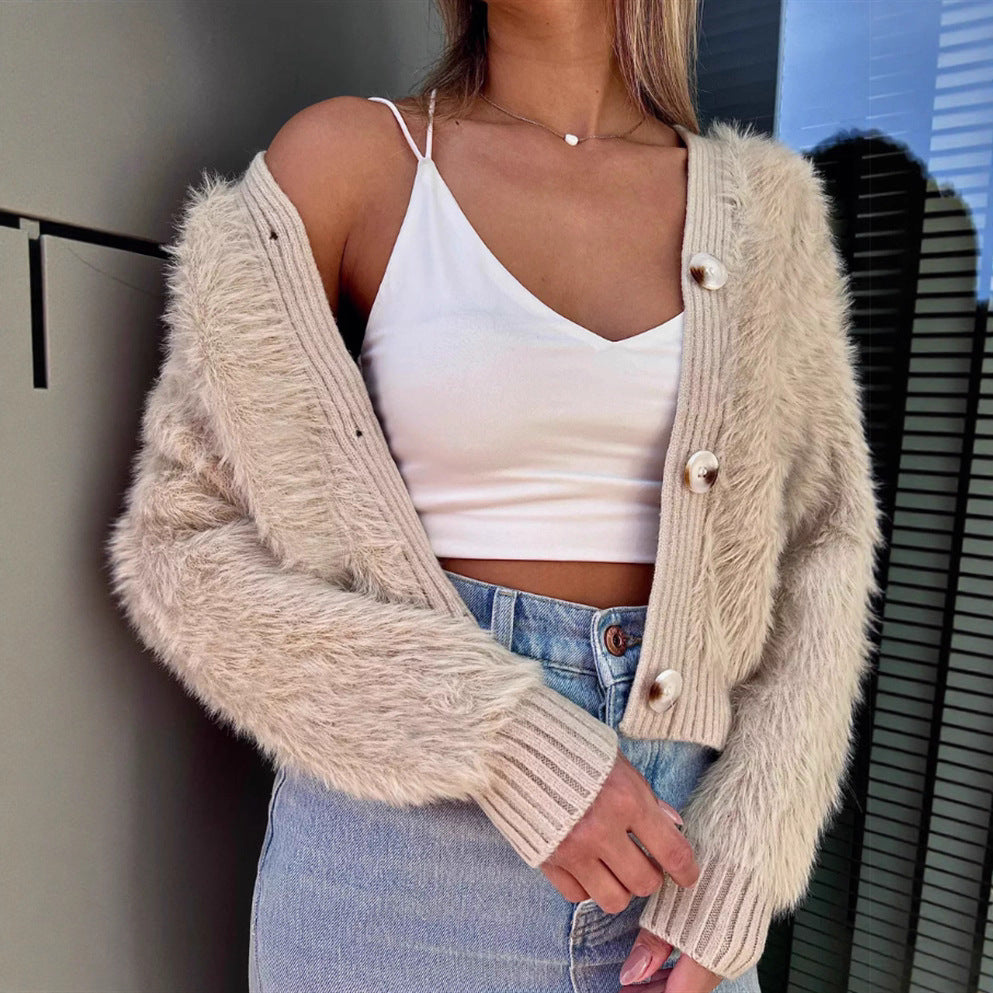 Women’s Mink-Like Knit Jacket – Loose-Fit Soft Cozy Casual Autumn Winter Style