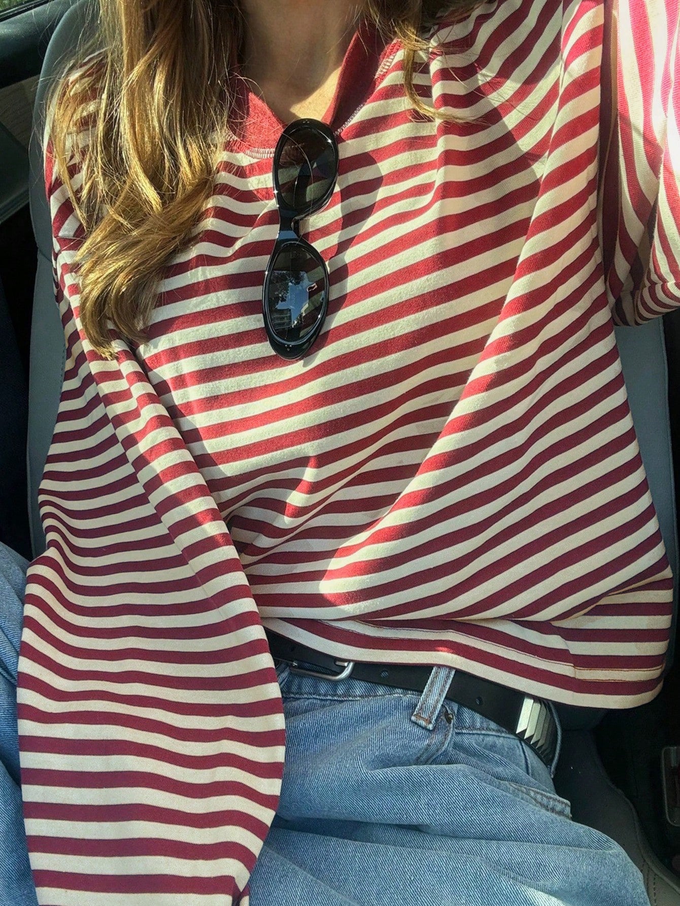 Women’s Retro Color-Block Striped Top – Casual Relaxed Everyday Style