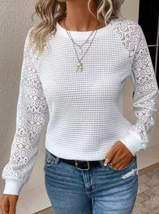 Women's Lace Hollow-Out Top - Light and Feminine
