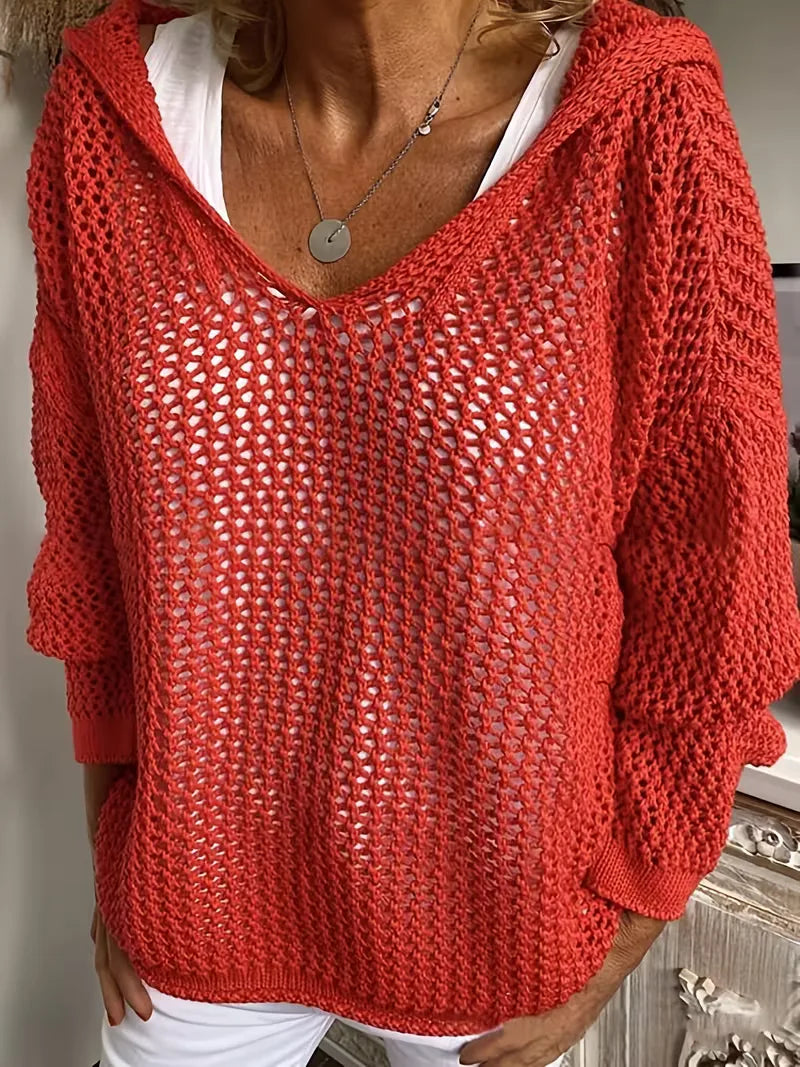 Oversized Hooded Knit Hoodie - Soft and Casual