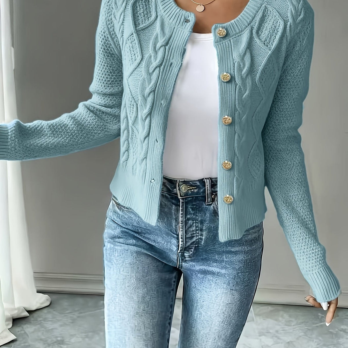 Cable-Knit Button Cardigan - Elegant and Cozy