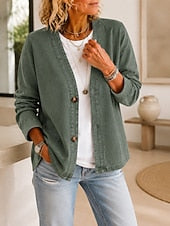 Patchwork V-Neck Casual Jacket - Lightweight and Relaxed