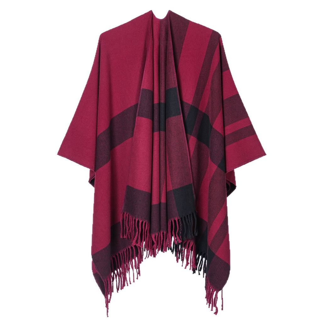 Women's Plaid Fringe Shawl - Classic and Cozy