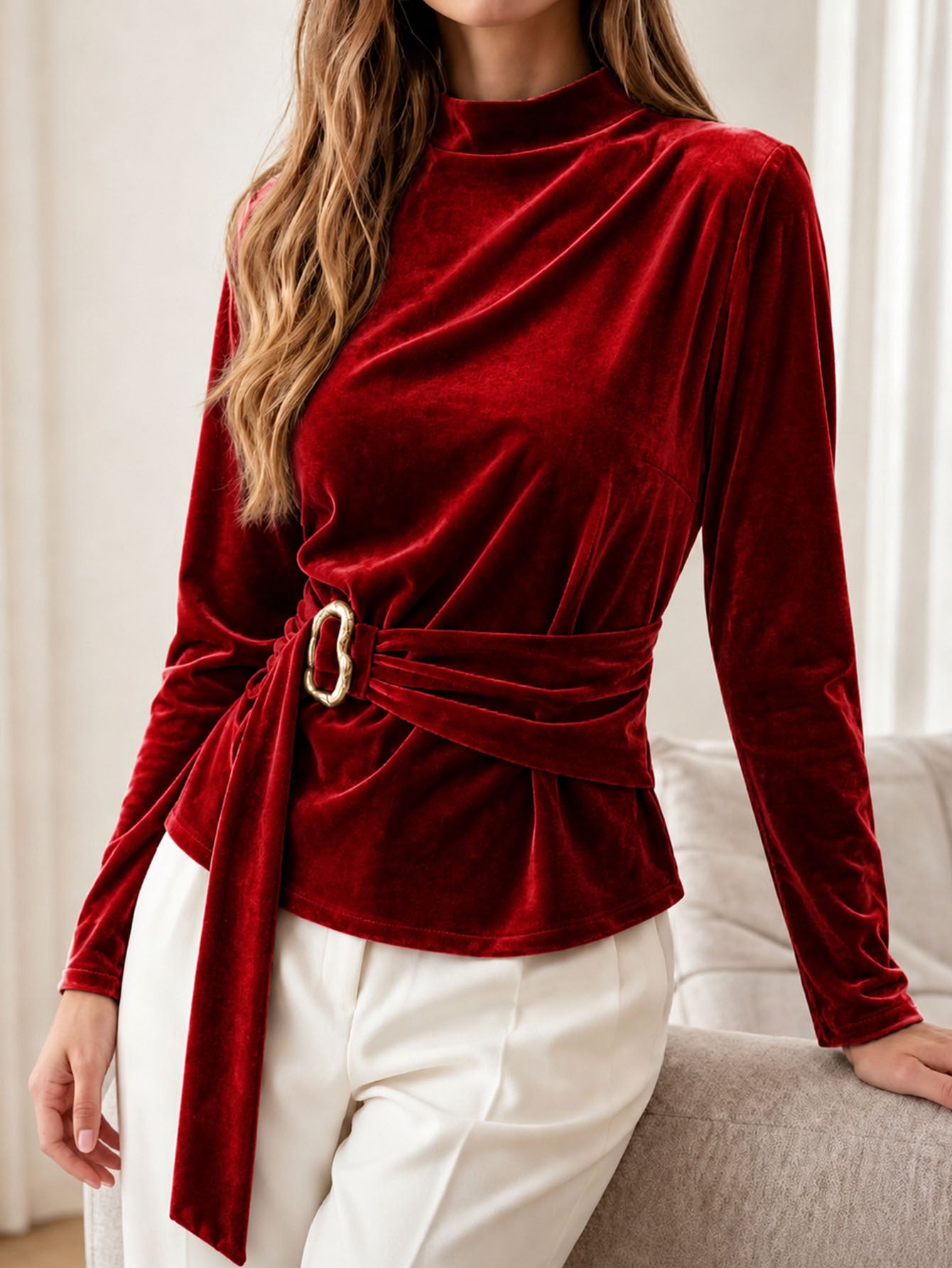 Women's Polyester Long Sleeve Top - Simple Easy Everyday Basic