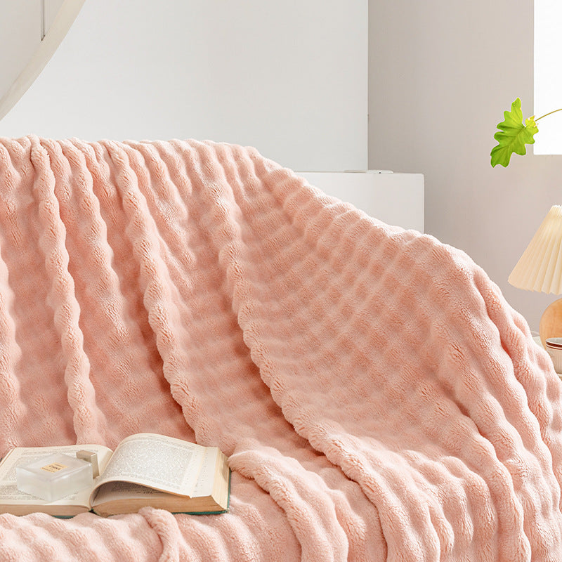 Premium Bubble Flannel Blanket – Ultra-Soft Air Conditioner & Sofa Throw