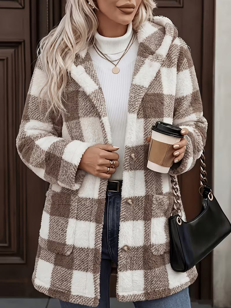 Retro Plaid Pocket Coat - Warm and Casual