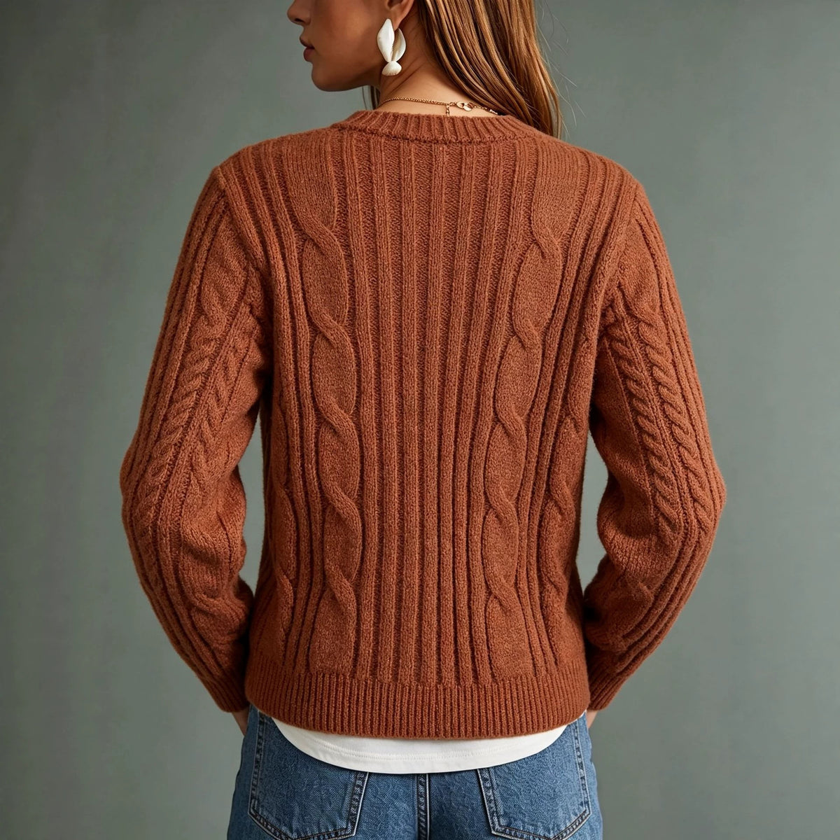 Light Brown Cable-Knit Cardigan - Vintage and Soft