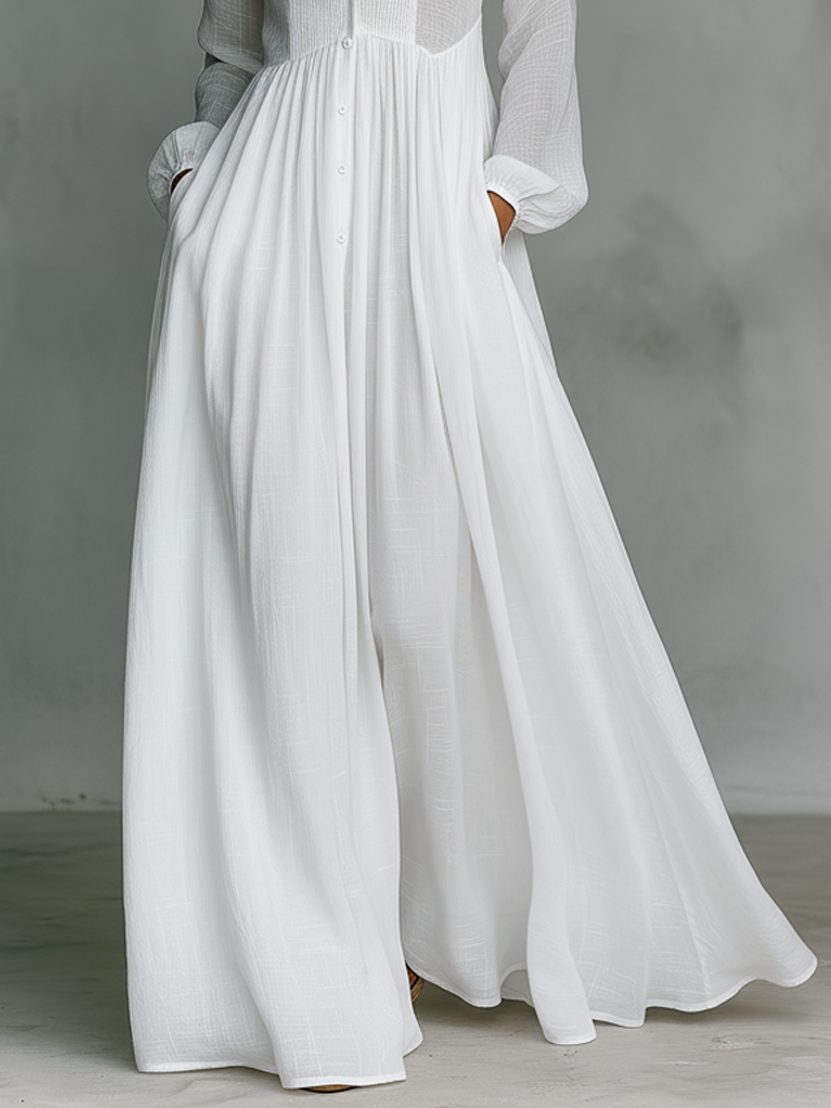 Women's Button Front Maxi Dress - Flowing Relaxed Summer Style