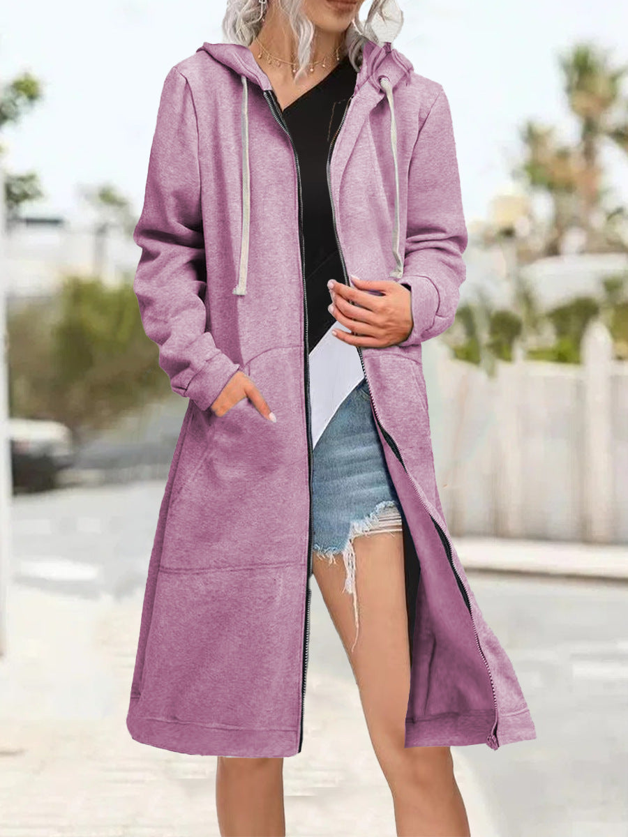 Women's Zipper Cardigan Hoodie - Soft Multicolor Relaxed Layer