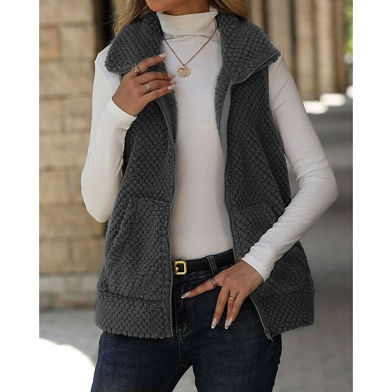 Textured Zip-Up Gilet - Cozy and Soft