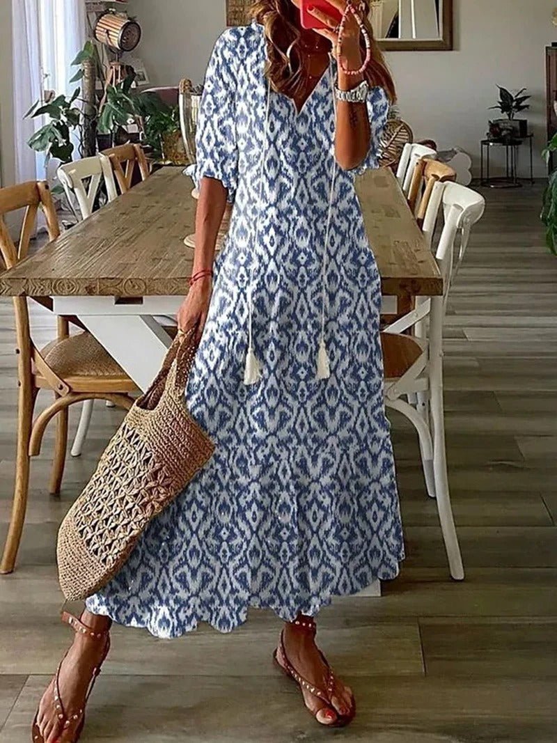 Women's Boho Maxi Dress – Figure Flattering Flowy Day Dress