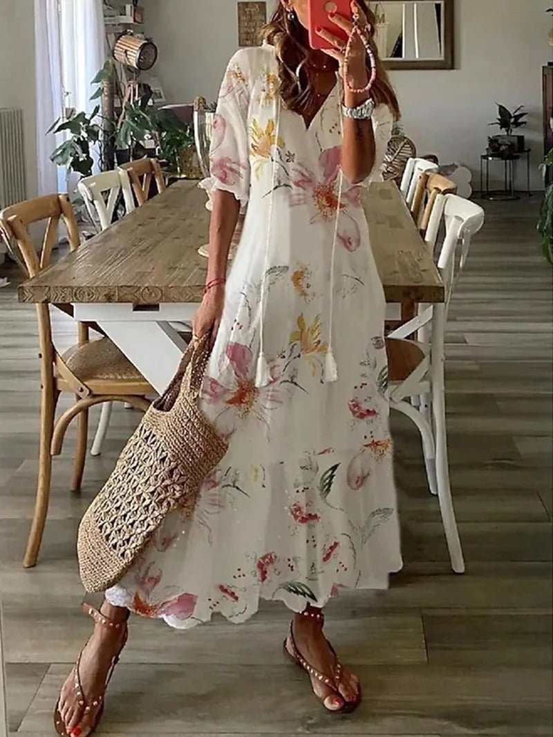 Women's Boho Maxi Dress – Figure Flattering Flowy Day Dress