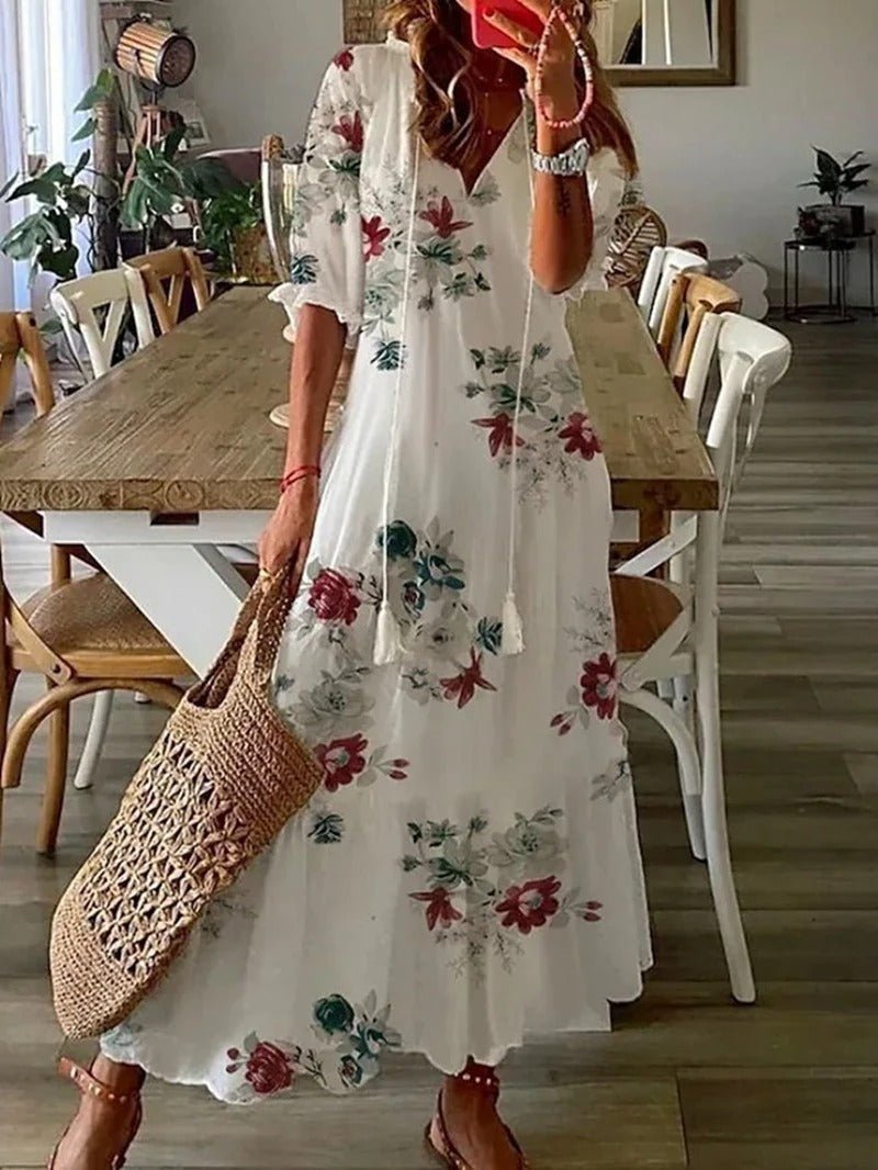 Women's Boho Maxi Dress – Figure Flattering Flowy Day Dress